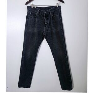 Abercrombie & Fitch Men's Slim Straight Jeans 32x32 Black Denim Button Fly